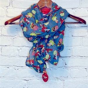 Shine Blue Red Dog Print Christmas Infinity Scarf Brand New W/Tags